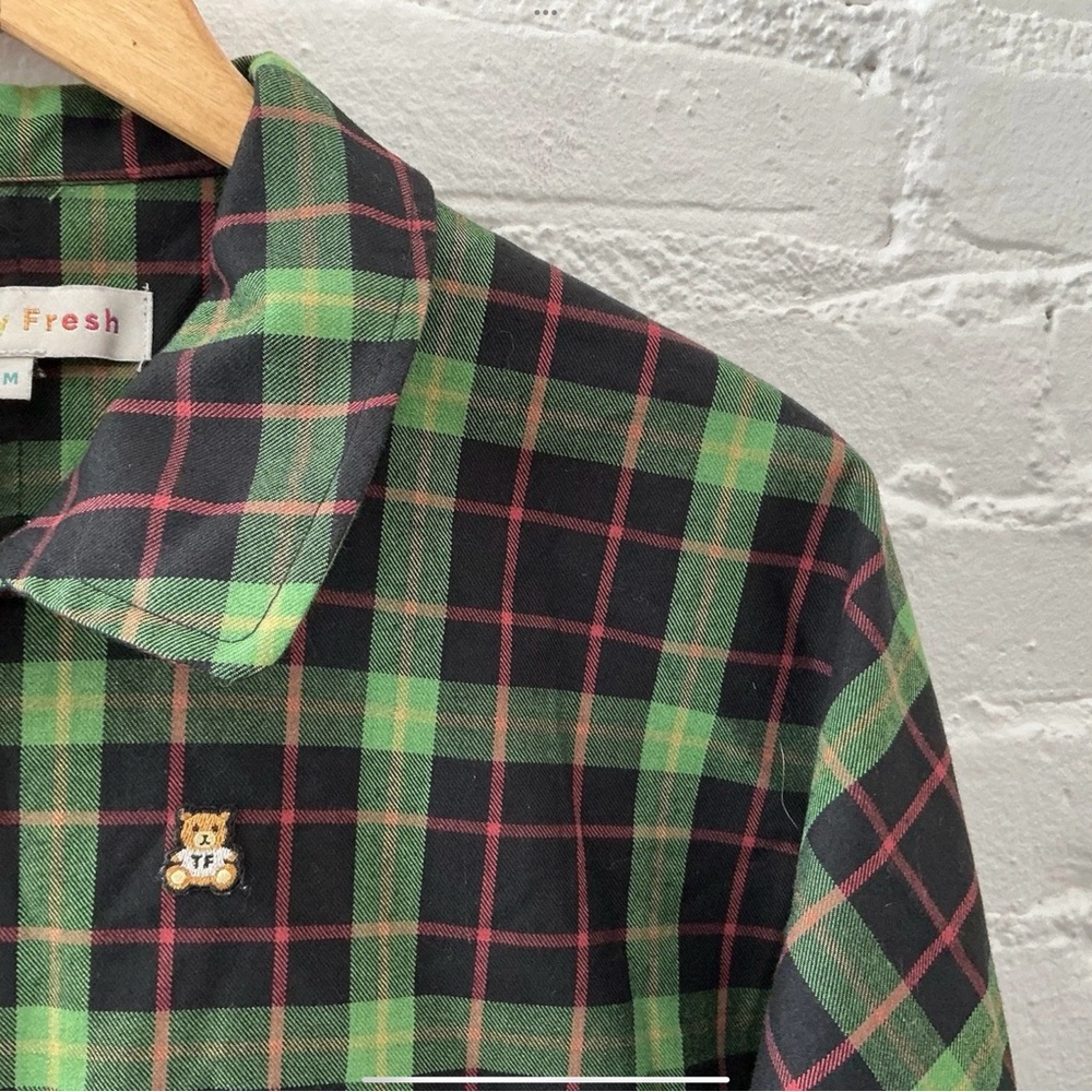 Vintage Y2K Teddy Fresh Cropped Plaid Jacket Zip Up Preppy Retro Grunge Size M - Picture 3 of 13